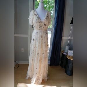 Size 4 Mac Duggal 9068 Nude Multi Embellished Gown